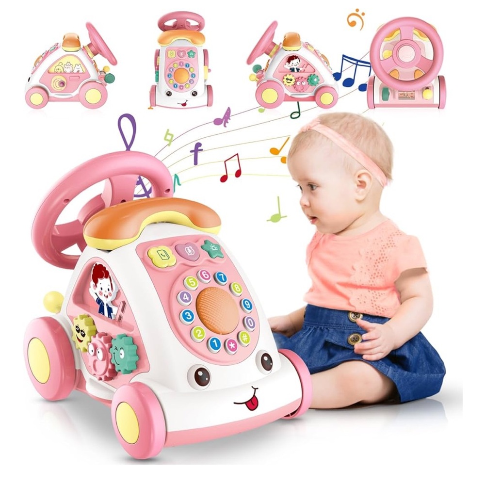 NEW! Musical Toddler Telephone Car with Steering Wheel Lights Sounds Interactive